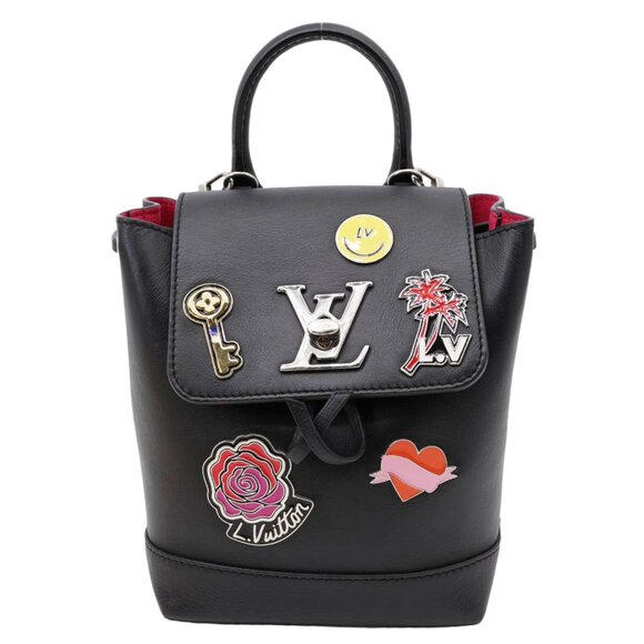 Louis Vuitton  My Lockme Mini Soft Calfskin Pins Leather Backpack Black - Picture 1 of 15